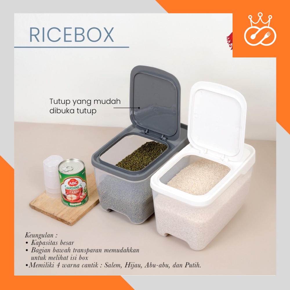 Tempat Beras 5 kg / Rice Box Kiara CJP FREE Gelas Takar - Random Warna