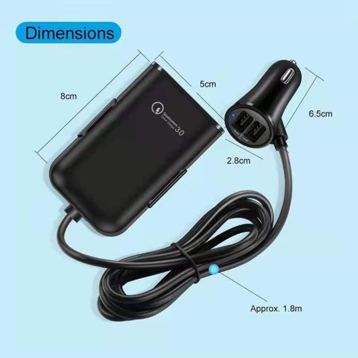 Barokah gamis Qualcomm Car Charger adapter Fast Charging 4 Port socket Casan Mobil