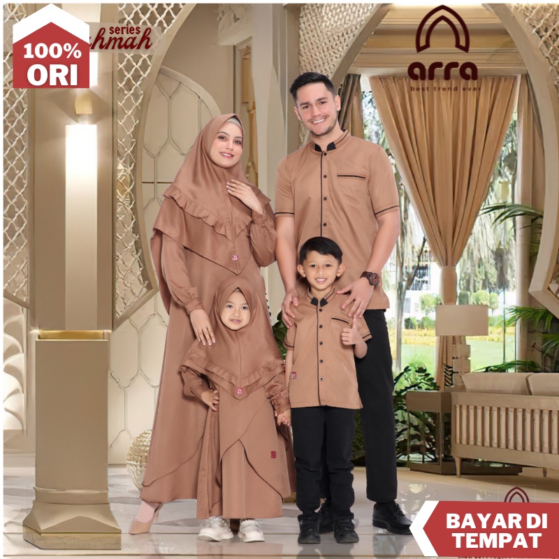 Sarimbit Keluarga 2023 Lebaran Arra Original Gamis Syari Couple Pasangan Ibu Anak Family set Lebaran