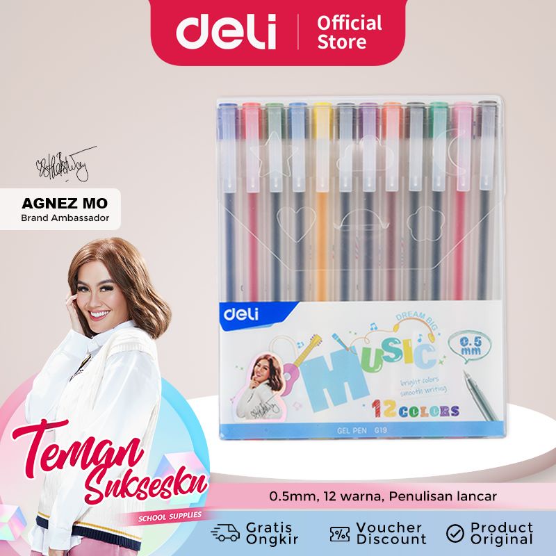 

Color Gel Pen / Pulpen Gel 12 Warna CG19 DELI X AGNEZ MO