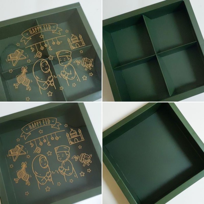 

Dus Mika Box Eggtart Soes Pie Kotak Lebaran 22X22 Hijau + Tag 091