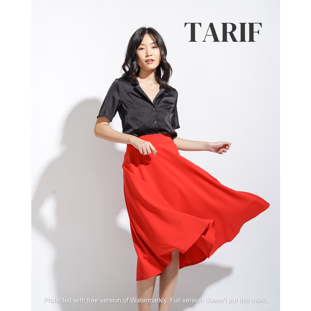 Natasya Midi Flare Skirt By TARIF - Rok High Waist 3/4