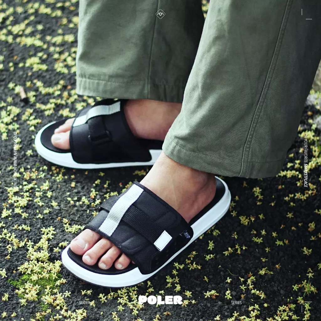 Poler Midnight | Sandal Slider Ringan Slop Casual Santai Sendal Slide Simple Pria Men Sendal Footwear | FORIND x Navara