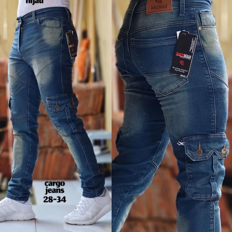 BEST SELLER grosir CELANA PANJANG PRIA CARGO JEANS SLIMFIT - CELANA PANJANG DENIM PDL SAKU SAMPING P
