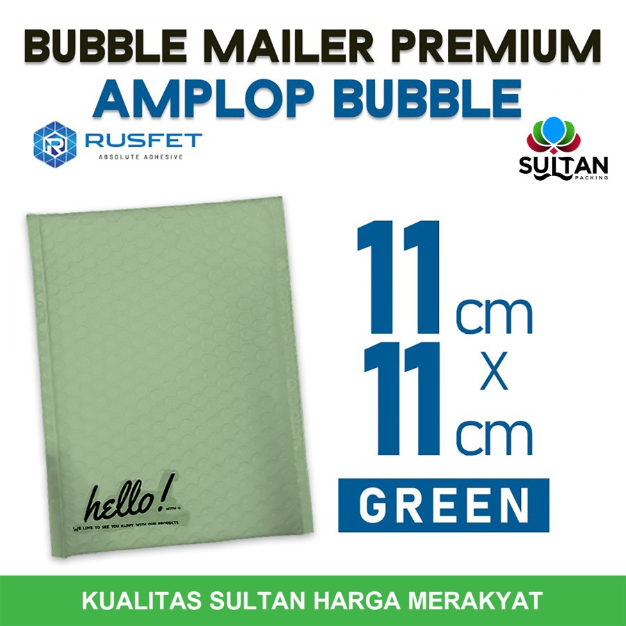 

Amplop bubble mailer envelop packing bubble rusfet green 11x11 cm