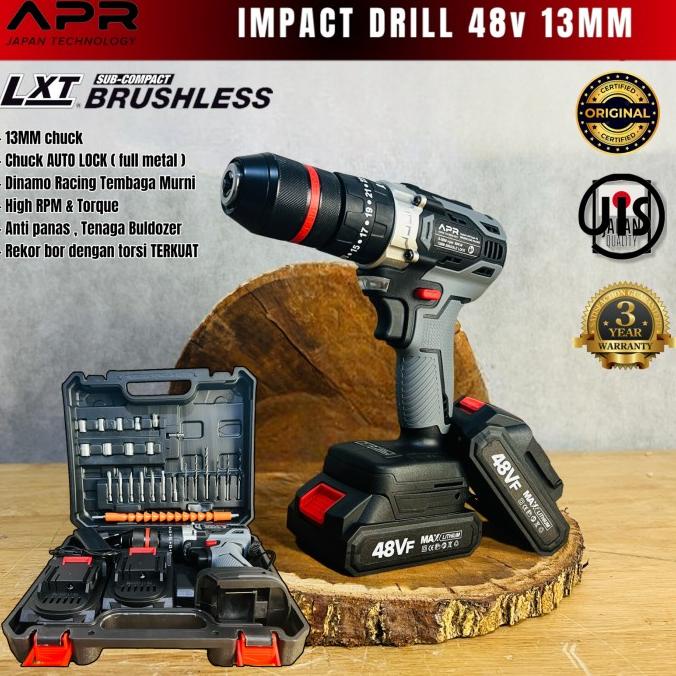 Bor cordless APR JAPAN 48V 13mm brushless impact drill fullset