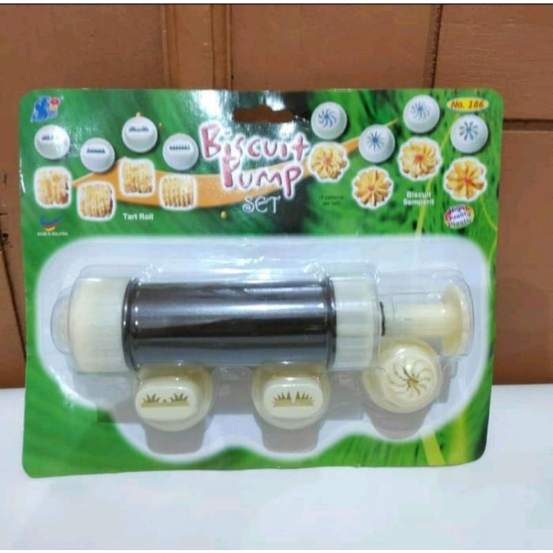 cetakan kue kering import malaysia original no 186 / cetakan nastar / biscuit pump set 186 / cetakan kue semprit 8 model import