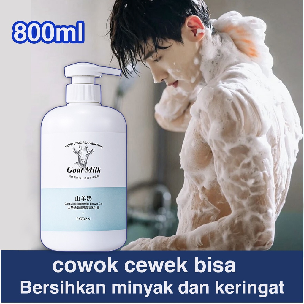 Pemutih Badan Whitening / sabun pemutih badan / sabun cair pemutih badan Susu Kambing 800ML Acne Body Wash Whitening Repair Skin Kemasan volume besar