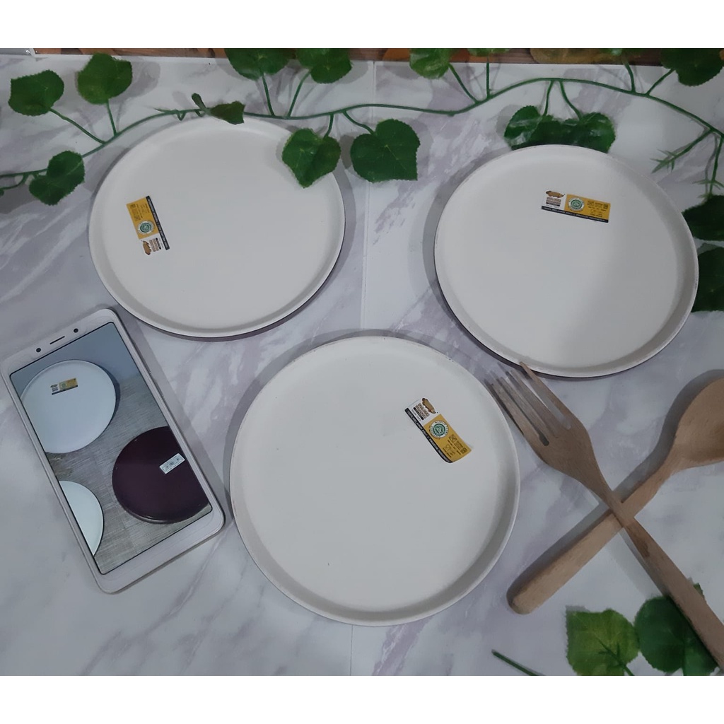 PIRING salad 6inch PGD-06C5,MT CREAM,Warna putih doff dan merah kecoklatan melamine golden dragon