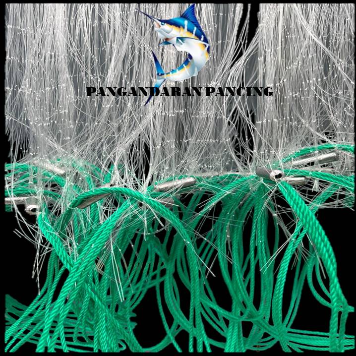 Jaring ikan siap pakai 3 lapis tinggi 1,5m panjang 10m Jaring Ikan Bentang