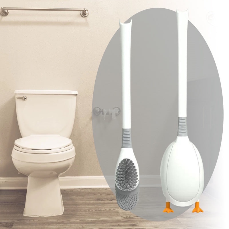 Sikat Pembersih Toilet bentuk Bebek Sikat Tempel WC 4 in 1/ Set Holder  Sikat Toilet / WC Silicon Model Bebek/ Sikat Toilet Silikon