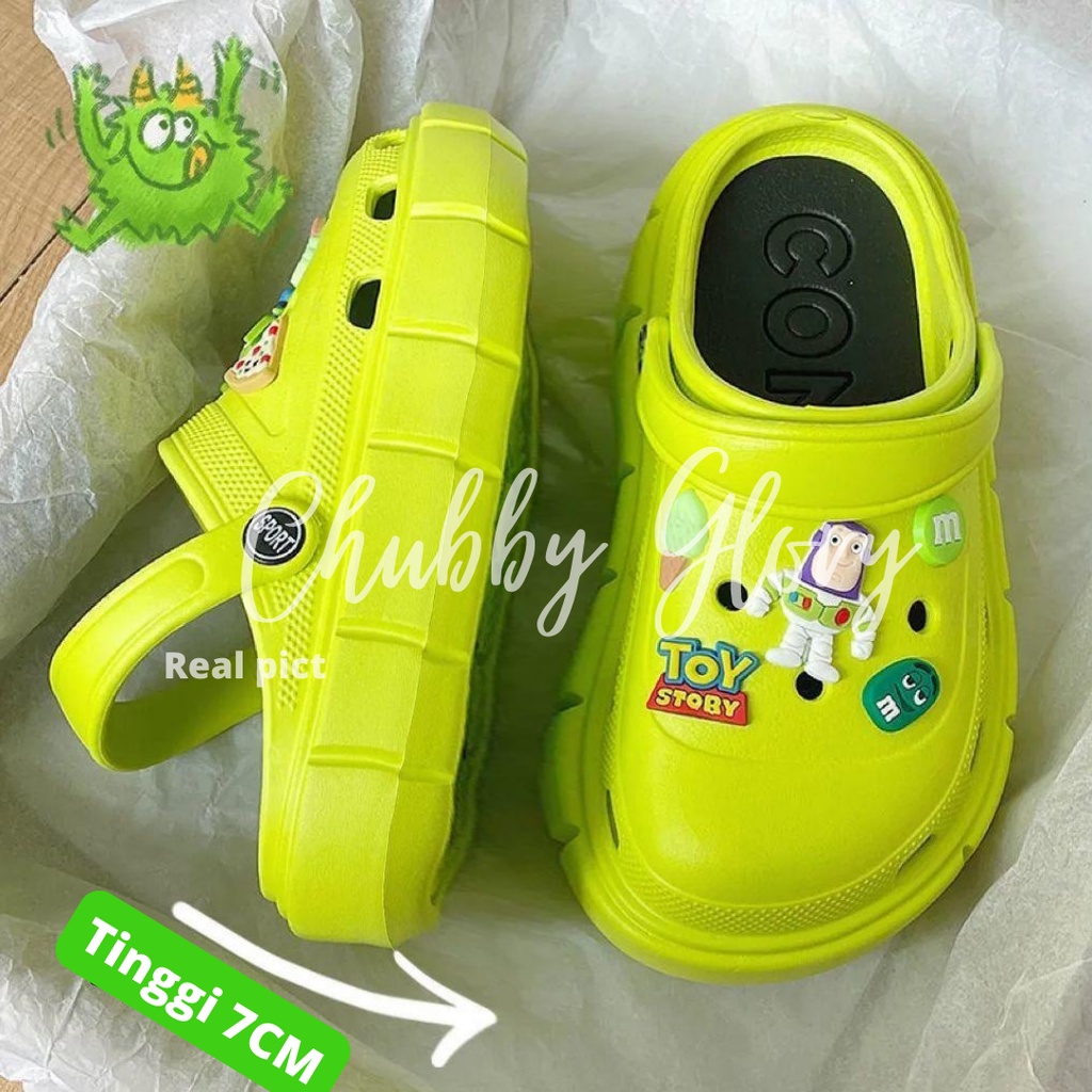 ChubbyGlory SH2252 Bisa COD Sendal Wanita Sendal Crocs Import Toys tinggi 7 cm Sendal Slop Karet Empuk Premium Sendal Slip On Baim Fuji sendal wedges sendal fuji sandal crocs bkk tinggi 7 cm termurah dan terlaris ringan anti slip anti licin