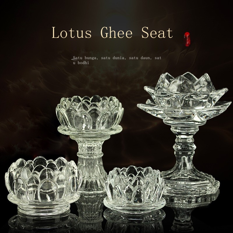 Pasokan buddha glazed lotus ghee dudukan lampu dudukan lampu kaki tinggi kecil meja lilin lampu Chan