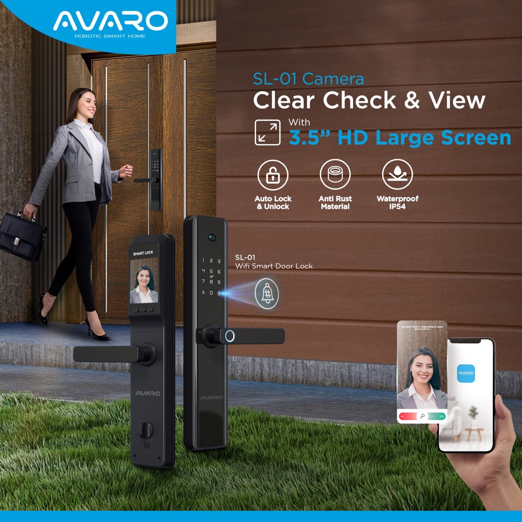 AVARO SL01 Camera Smart Door Lock Kunci Pintu Digital Smart Lock