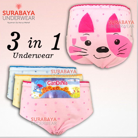 3 PCS CD ANAK BALITA CEWEK MOTIF KUCING IMUT