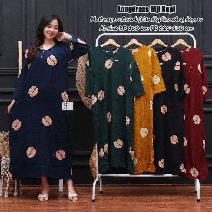 Longdress SURAT KABAR LD 100 - 110 I Daster Dress Batik Wanita Panjang Busui Kancing Depan Adem Kekinian Murah