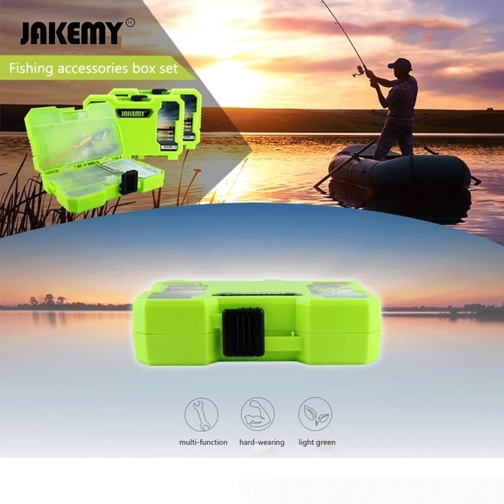 Jakemy Kotak Fishing Accessories Toolbox Kit with Storage Box Original JM-PJ5002 Green