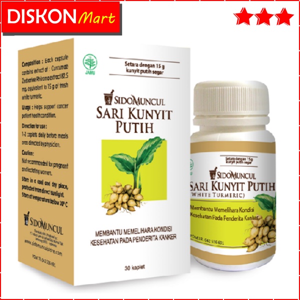 SARI KUNYIT PUTIH SIDOMUNCUL 30 KAPSUL  JAMU OBAT HERBAL KANKER TUMOR MAAG ASAM LAMBUNG TEMU PUTIH