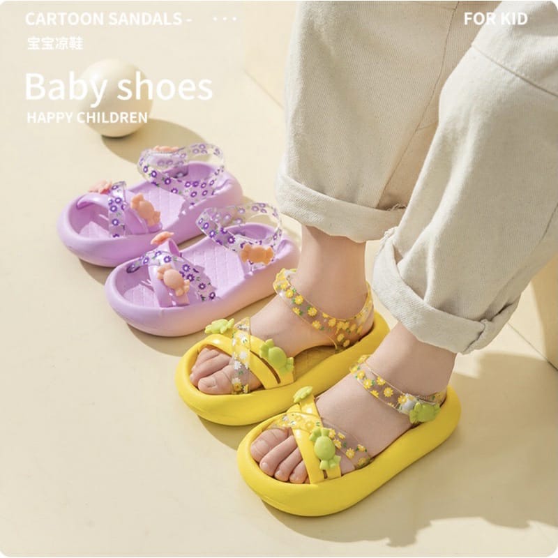 SH2245 Bisa COD Sepatu sendal anak jelly transparan sol tinggi bunga permen candie floweri cute lucu / Sendal Anak Perempuan  / Sepatu Sandal Selop Anak Perempuan/Sandal Anak Perempuan Bahan Karet Model Lucu size 14 - 19 untuk anak 1 sd 6 tahun