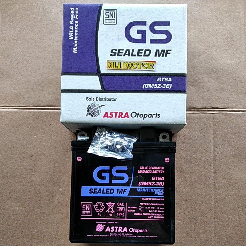 Aki GT6A GM5Z.3B 12v 15Ah aki kering supra mio vega r new ori GS