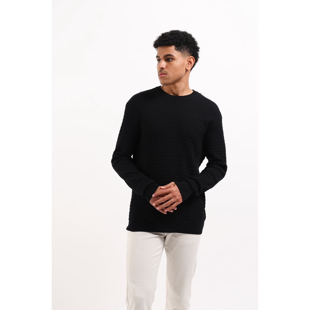 MANZONE Sweater - Knit Pria Lengan Panjang CARLO-BLACK