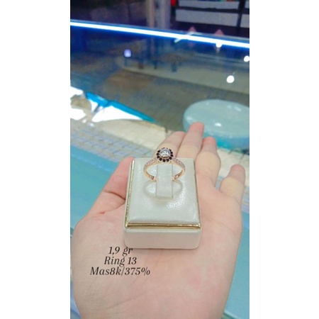 Cincin permata hitam + keliling Emas 375%