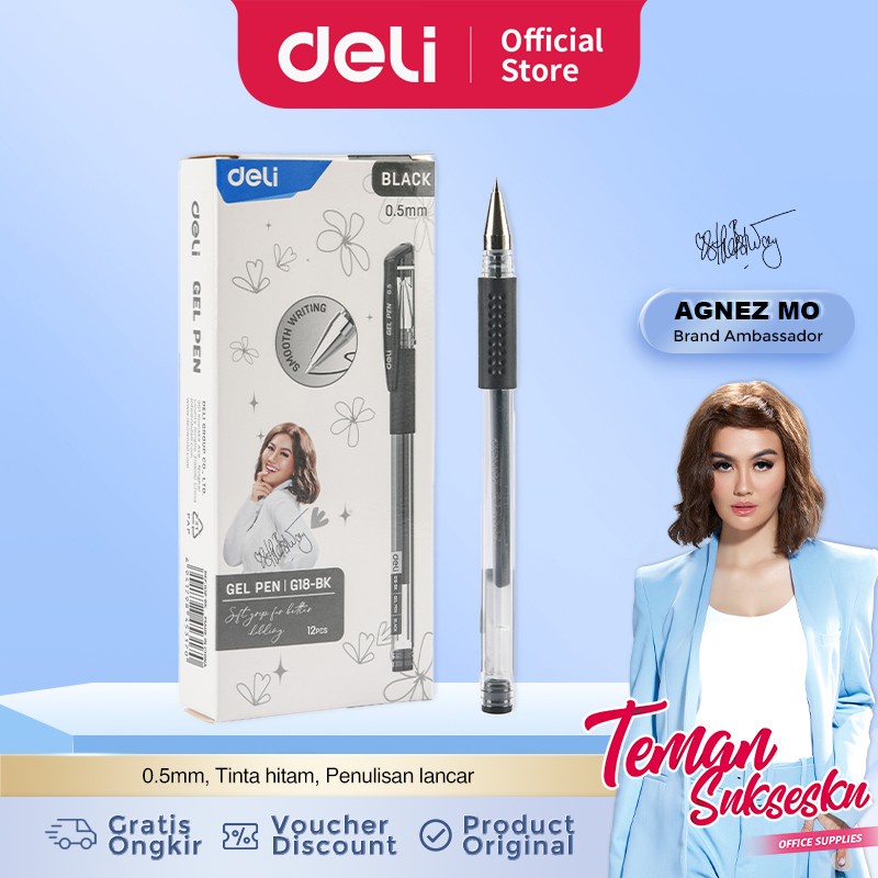

Gel Pen / Pulpen Gel 0.5mm Black CG-18BK DELI X AGNEZ MO