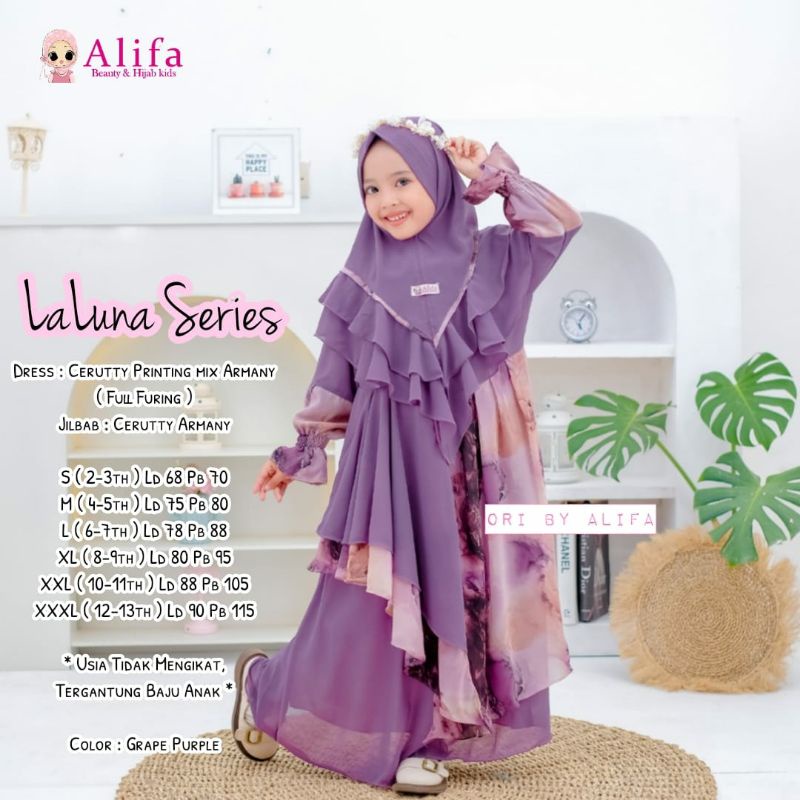 [ready kirim] laluna Kids vol 6 New series gamis anak syar'i ORI Alifa