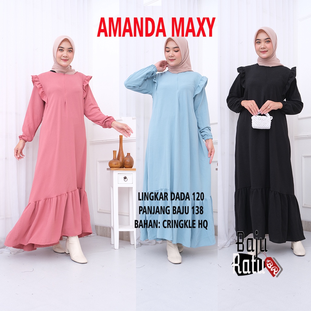 AMANDA MAXY DRESS JUMBO GAMIS CRINKLE KEKINIAN AESTHETIC WANITA