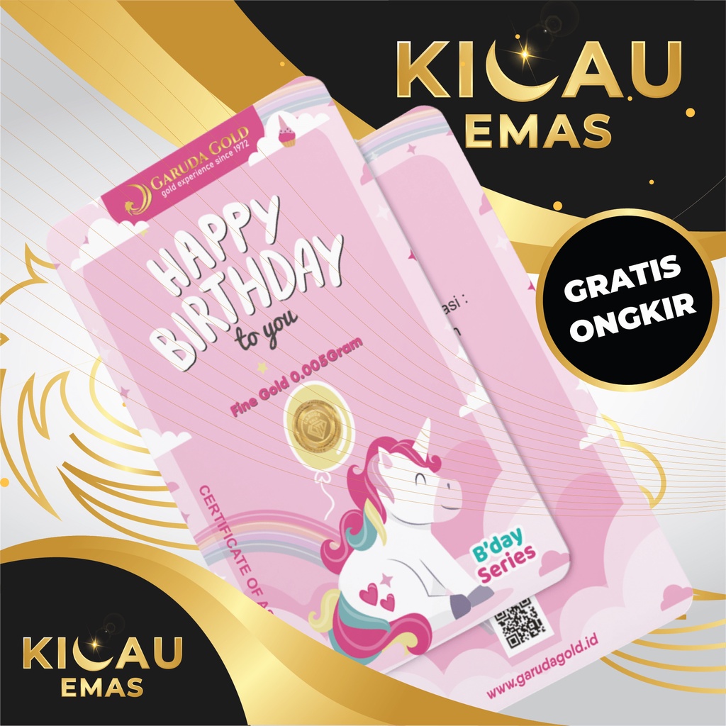Garuda Gold 0.01 Gram Kids Birthday Gift Series Emas Batangan Murni 24 Karat Bersertifikat