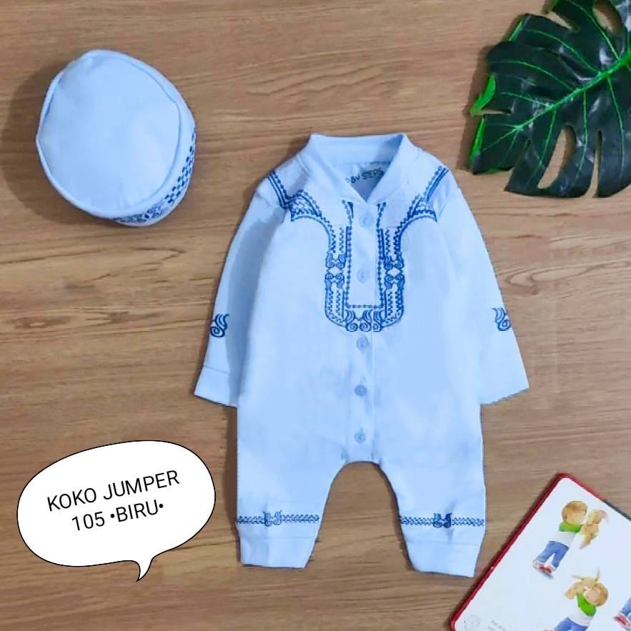 Koko Jumper Bayi Laki-laki Anak Cowok - baju muslim akikah bayi laki Motif Koko 105 Free Peci - Klik Mds