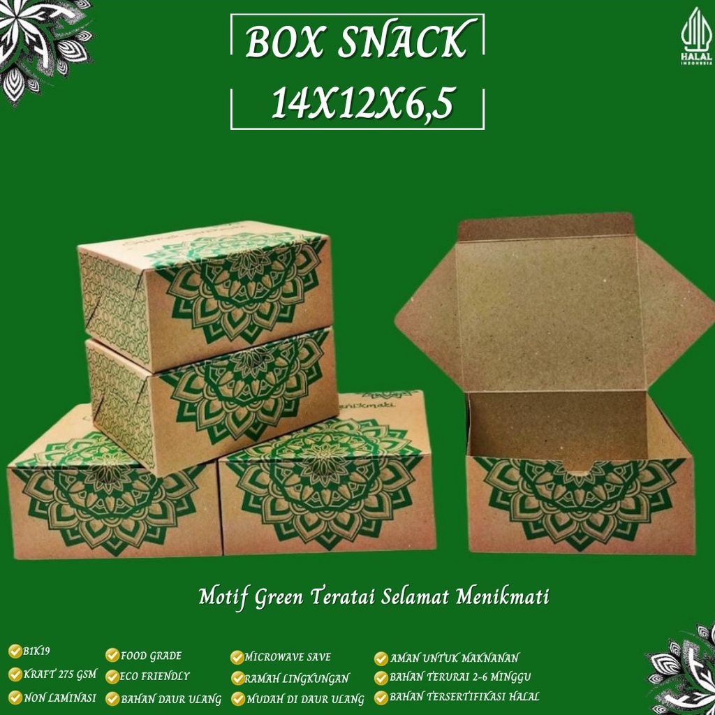 Snack Box 14x12 Dus Snack Motif Teratai (B1K19-Non Laminasi)