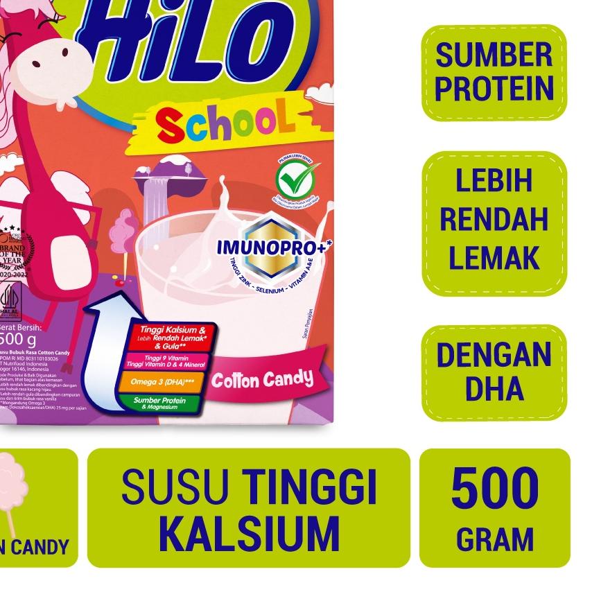 

✬ HiLo School Cotton Candy 500g - Susu Tinggi Kalsium Lebih Rendah Lemak ❅