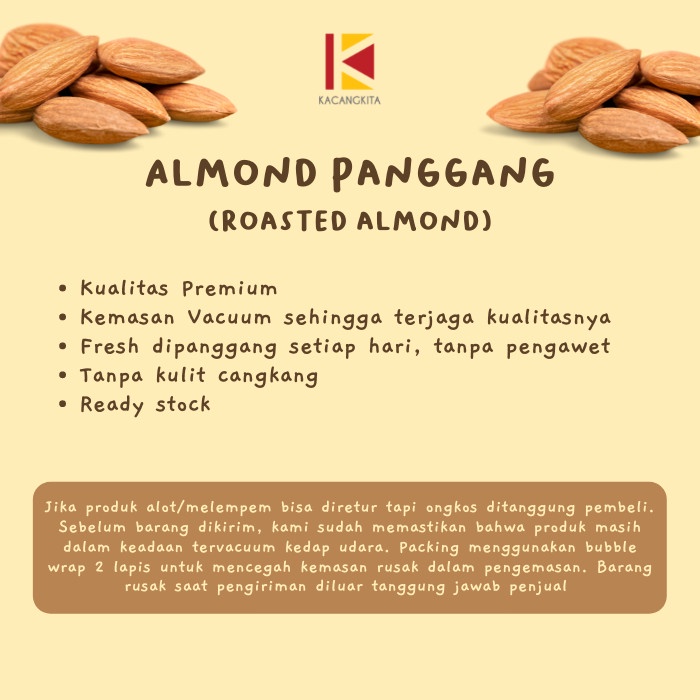

✨NEW✨ -Almond Roasted (Kacang Almond Panggang) Blue Diamond tanpa cangkang - f1b3- 1.1.23