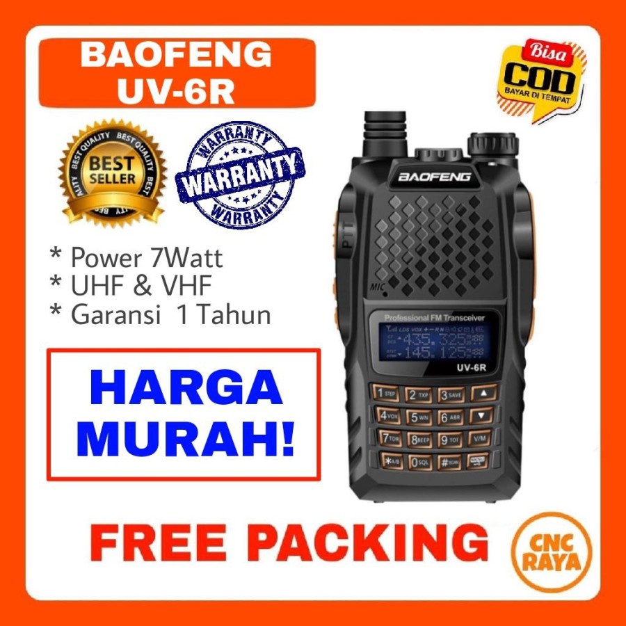 HT Bofeng UV 6R (7watt) Dual Band Garansi 1 Tahun Walkie Talkie | Baofeng BF-UV6R UV-6R Dual-Band 7W Walky Talki | Hate Boafeng UV-6R DualBand Handy Talkie