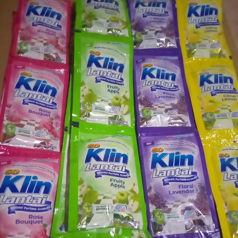 SOKLIN SO KLIN Lantai 25 ml 1 Renceng Isi 12 Sachet Sabun Pembersih Lantai Pel Perlengkapan Rumah All Varian Rose Bouquet Pink Marint Mint Ice Pine Blue Fruity Apple Hijau Floral Lavender Ungu Citrus Lemon Sereh Grosir Murah Wings