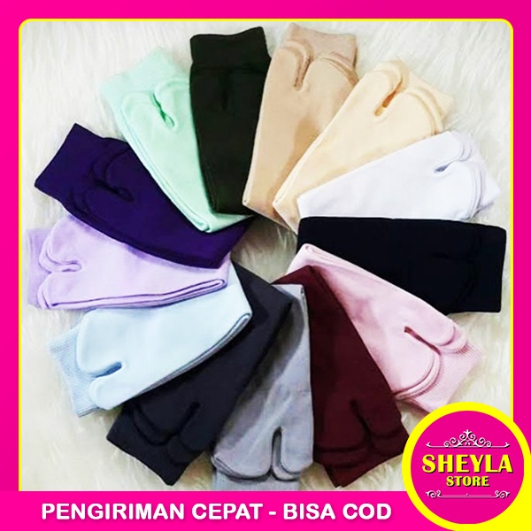 Kaos Kaki Jempol Muslimah Polos Cream Cokelat Hitam Abu Putih / Kaos Kaki Panjang Muslim Wanita Murah / TV-126