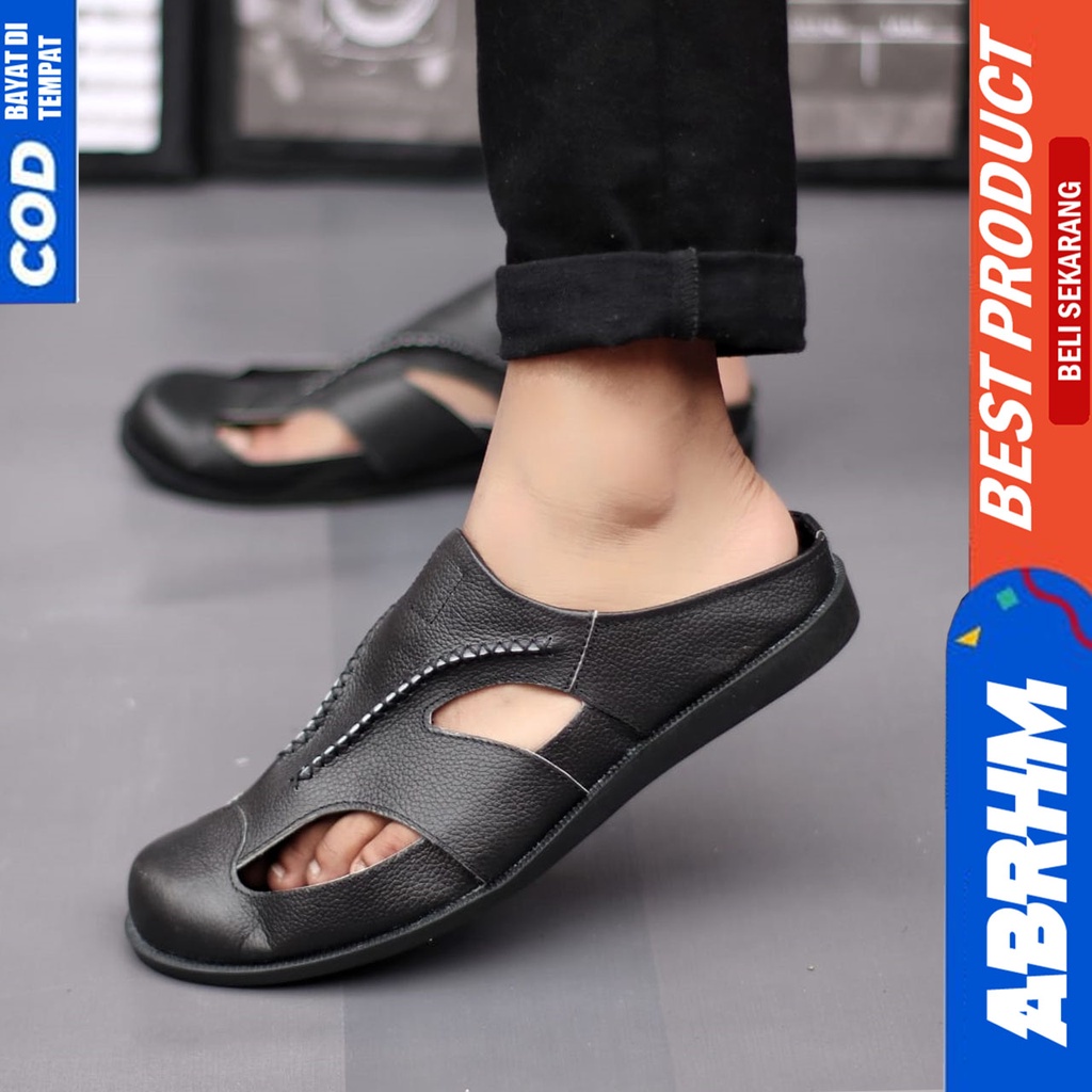 Sepatu Sandal Casual Kulit Asli Bustong Tutong Sendal Slop Original Murah Terbaru Kekinian WIRO ABRHM