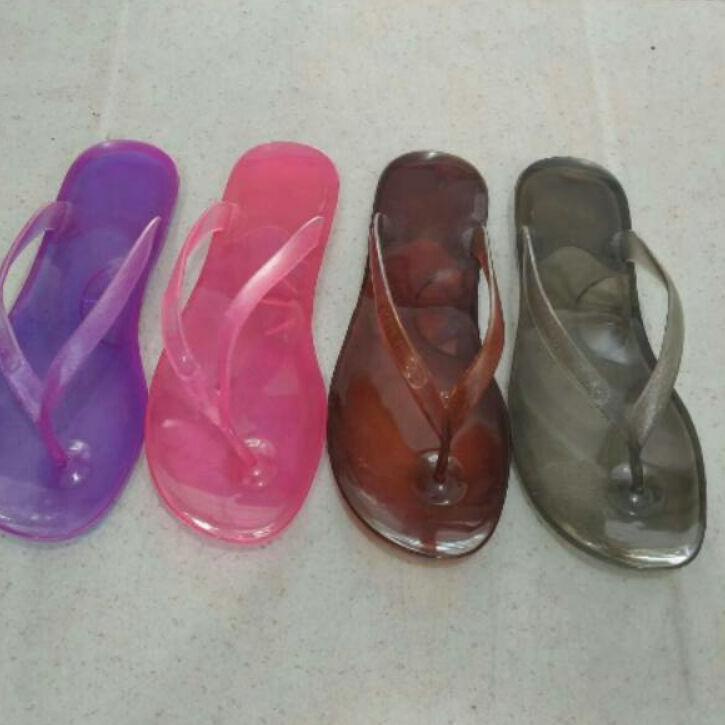Kualitas Terbaik Sandal Jepit Karet Jelly Wanita sandal kaca transparan 582★