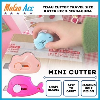 Pisau Cutter Mini Model Awan & Dolphin Alat Bantu Potong Kertas Plastik Unboxing Paket Perlengkapan ATK Sekolah Travel Size Cloud Shape Sliding Knife Kater Kecil Lucu Cuter