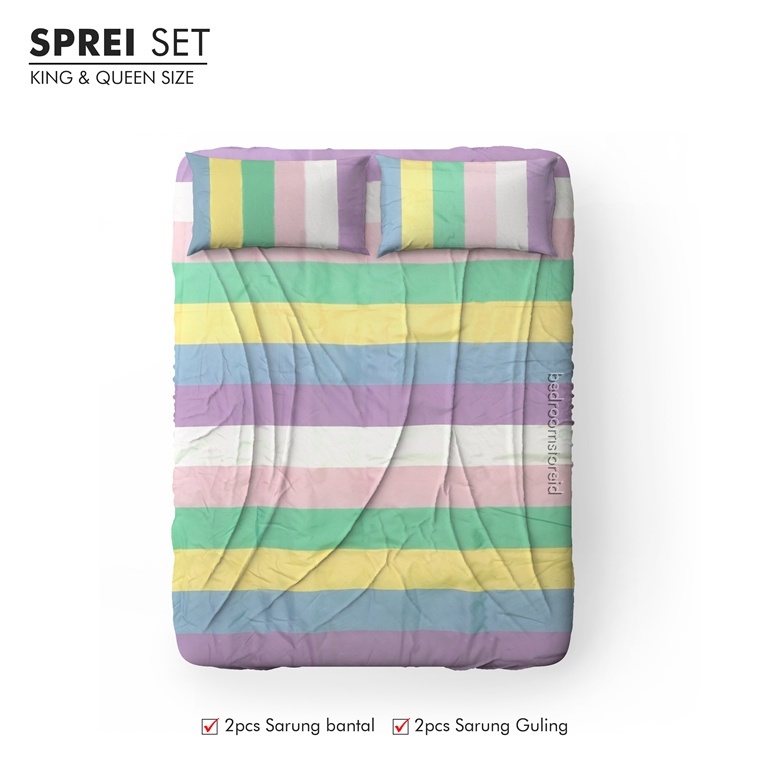 SPREI AESTHETIC MOTIF BUBBLEGUM | ALA KOREA SUDAH TERMASUK SARBAN SARGUL