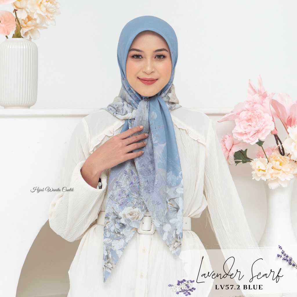 HIRA - Hijabwanitacantik - Segiempat Lavender Scarf LV57.2 Blue | Hijab Segi Empat Motif Jilbab Voal