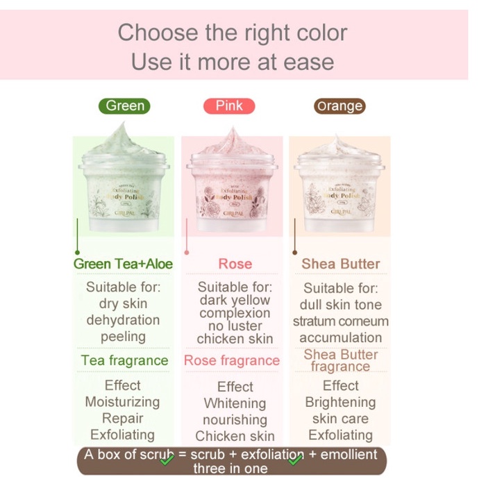 [BPOM] GIRLPAL Body Scrub 100g Exfoliating Scrub Badan &amp; Handbody Lulur Whitening Brighty Moisturizing