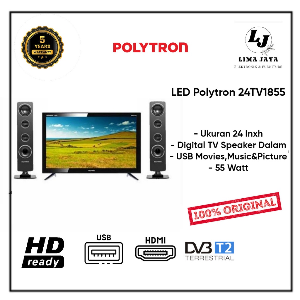POLYTRON LED TV 24TV1855 Digital TV LED  24 Inch