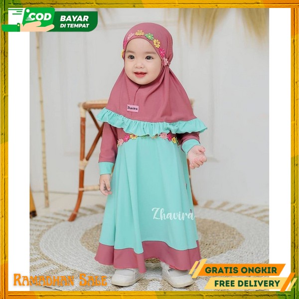Baju Syar'I Ansk Import Bsju Kids Muslimah Maxi Dres Syari Lebaran Terbaru Anak Kecil Pakaian Muslim