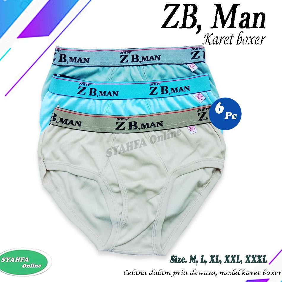 STOK TERBATAS [ Grosir 6 Pcs - 12 Pcs ] CD zb man KARET BOXER | Cd Pria / Sempak Pria / Celana Dalam