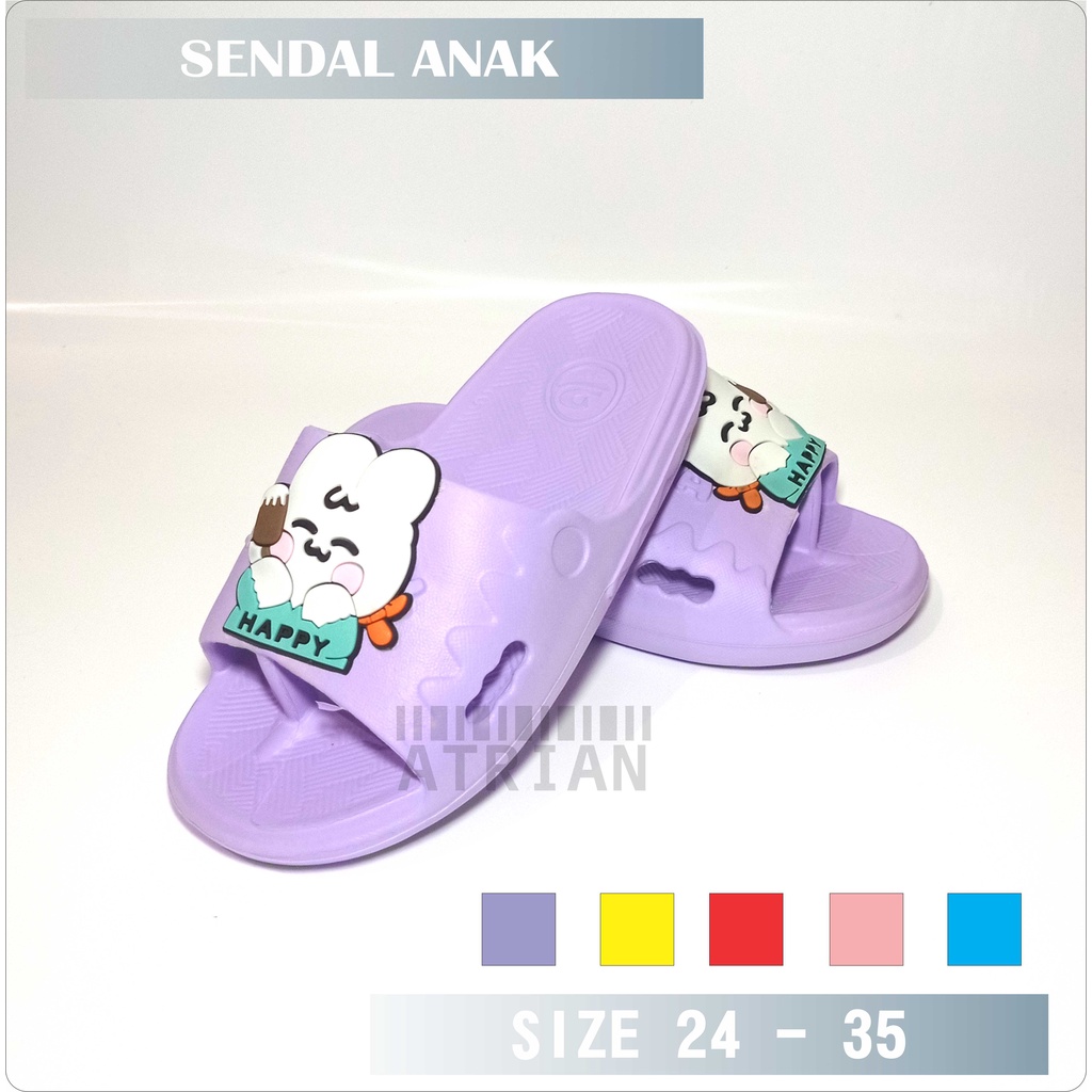 SENDAL SELOP ANAK PEREMPUAN MOTIF KELINCI / SENDAL SELOP ANAK USIA 0 - 8 TAHUN TERBARU