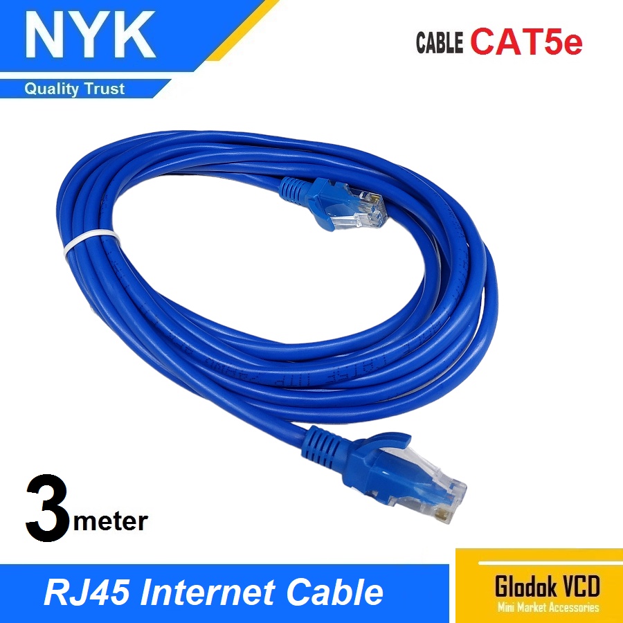 NYK Kabel LAN RJ45 UTP Cat5 3M Ethernet Internet Cable Cat5