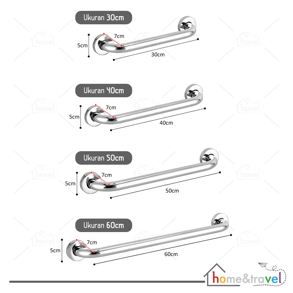 HOVELSHOP Pegangan Kamar Mandi Pintu Tangga Handle Bahan Stainless Steel