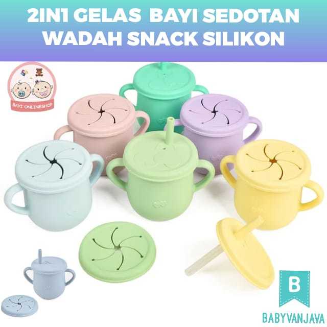 BebeWawa 2IN1 Wadah Snack Gelas Training Cup Silikon Silicone Food Container Wadah Mpasi Baby Cup Snack - Bayi Online Shop